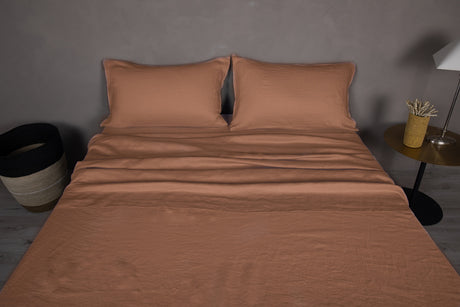 Completo Letto matrimoniale Lino Elegance in raso di lino