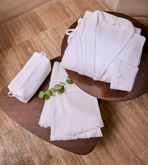 Accappatoio Suite a nido d’ape con collo a scialle