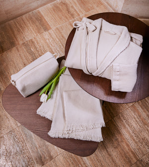 Accappatoio Suite a nido d’ape con collo a scialle