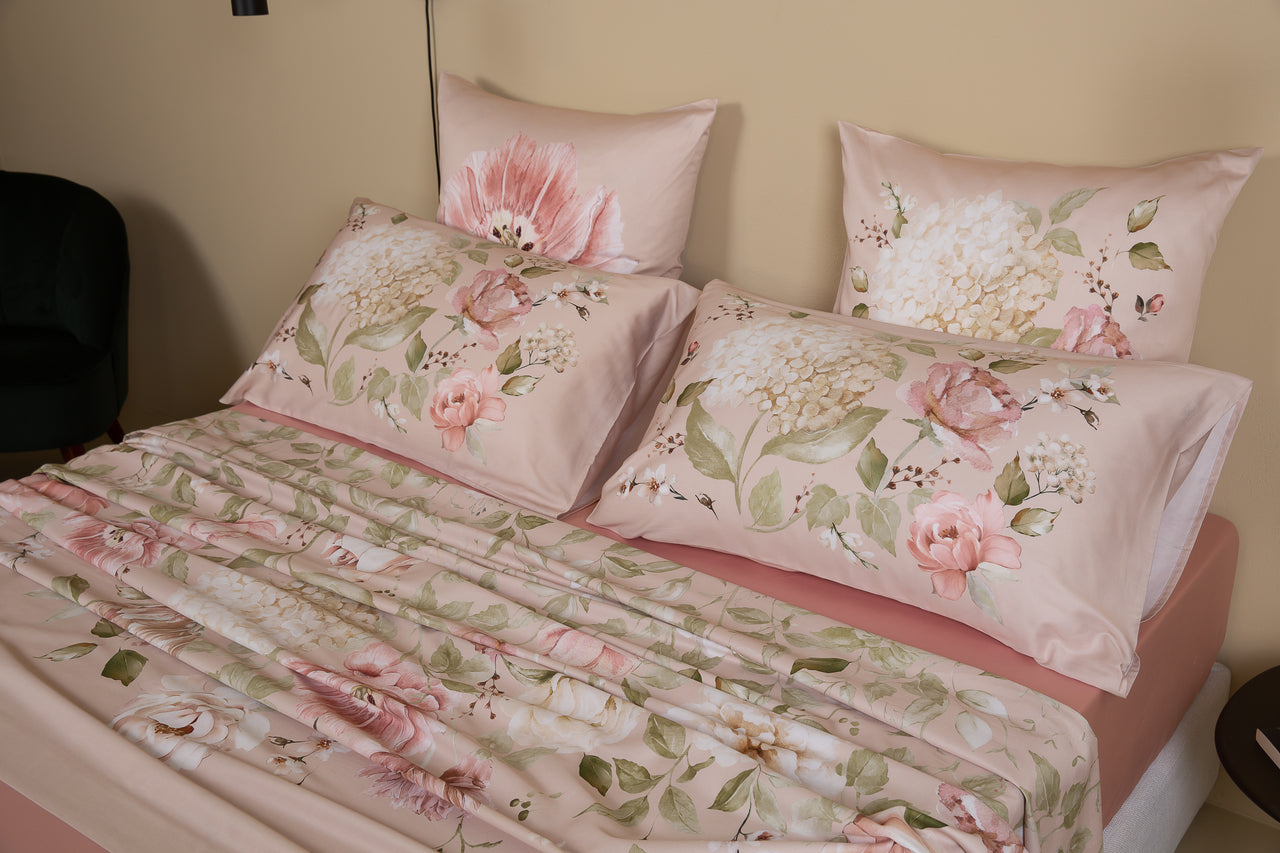 Completo Letto Matrimoniale Bloom in raso di cotone