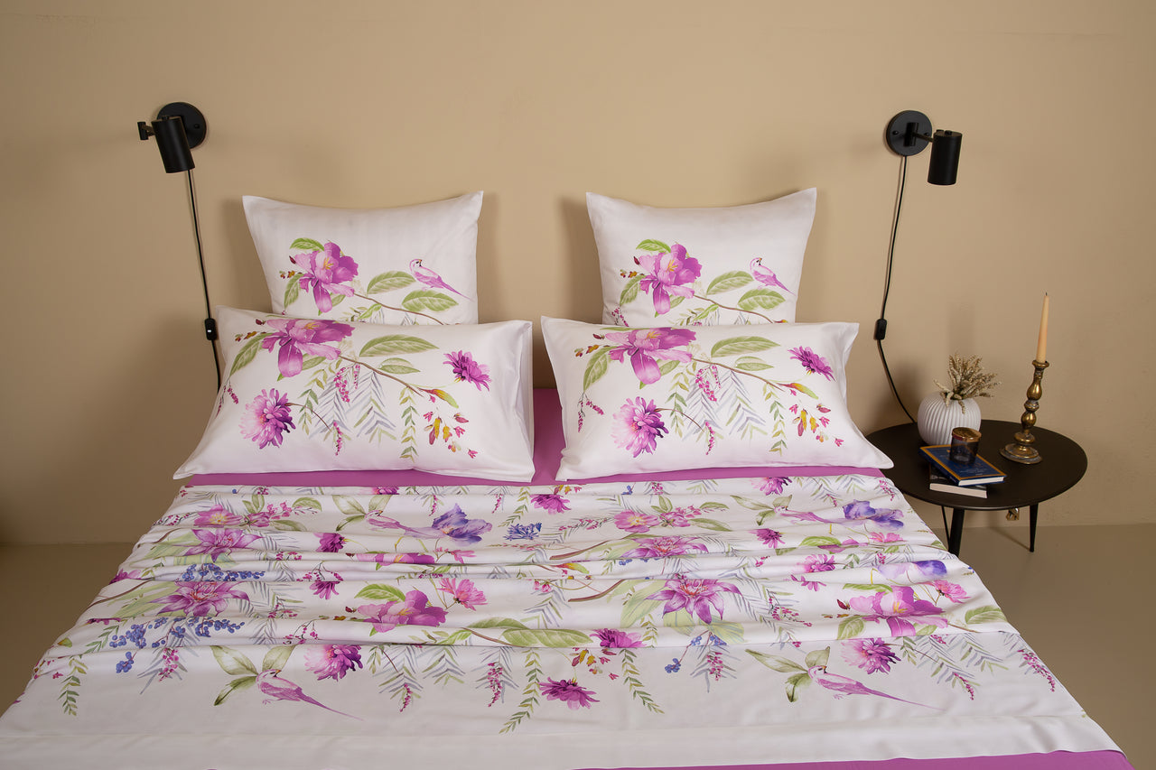 Completo Letto Matrimoniale Bloom in raso di cotone