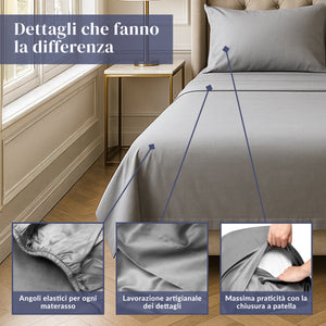 Completo Letto Essentials in Cotone Mako Satin