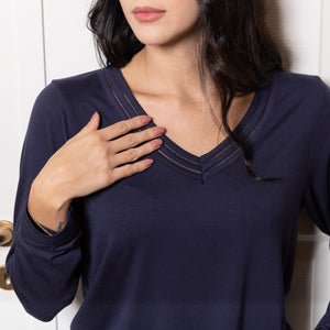 Pigiama lungo Dea da donna in Tencel™ Modal con pizzo