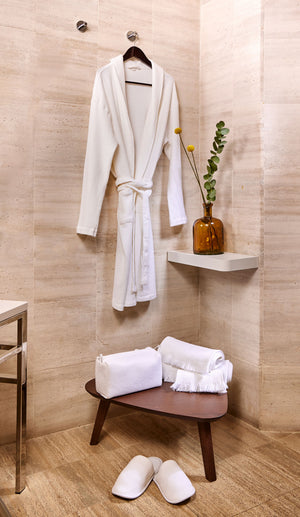 Accappatoio Suite a nido d’ape con collo a scialle