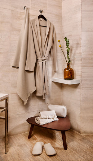 Accappatoio Suite a nido d’ape con collo a scialle